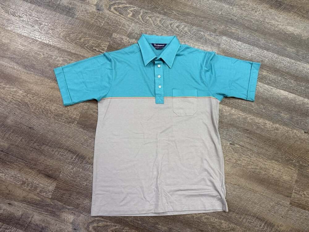 Vintage Tournament by Arrow polo L colorblock thin retro tennis preppy 80s 90s